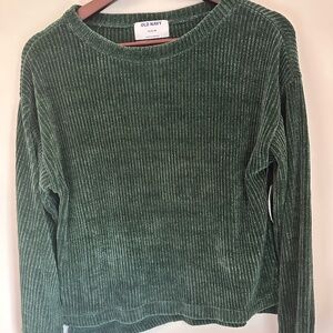 Old Navy Girls Green Velvet Long Sleeve Sweater, NWT — Size XL (14–16)